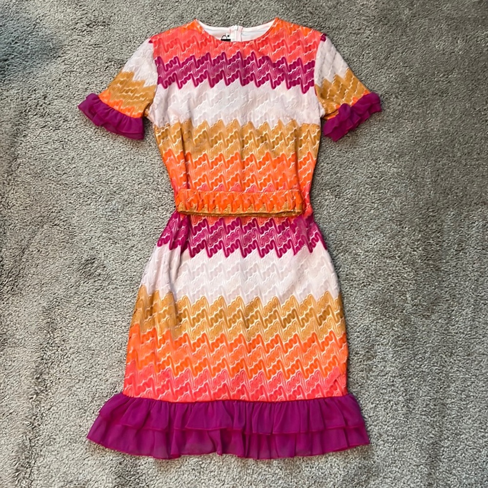 NWT Missord Lace Stripe Dress with Belt - Size Medium